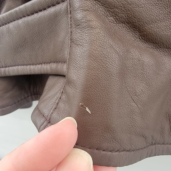 Quince Mocha Brown Leather Moto Biker Jacket Size Large Timeless Minimalist - Picture 11 of 16